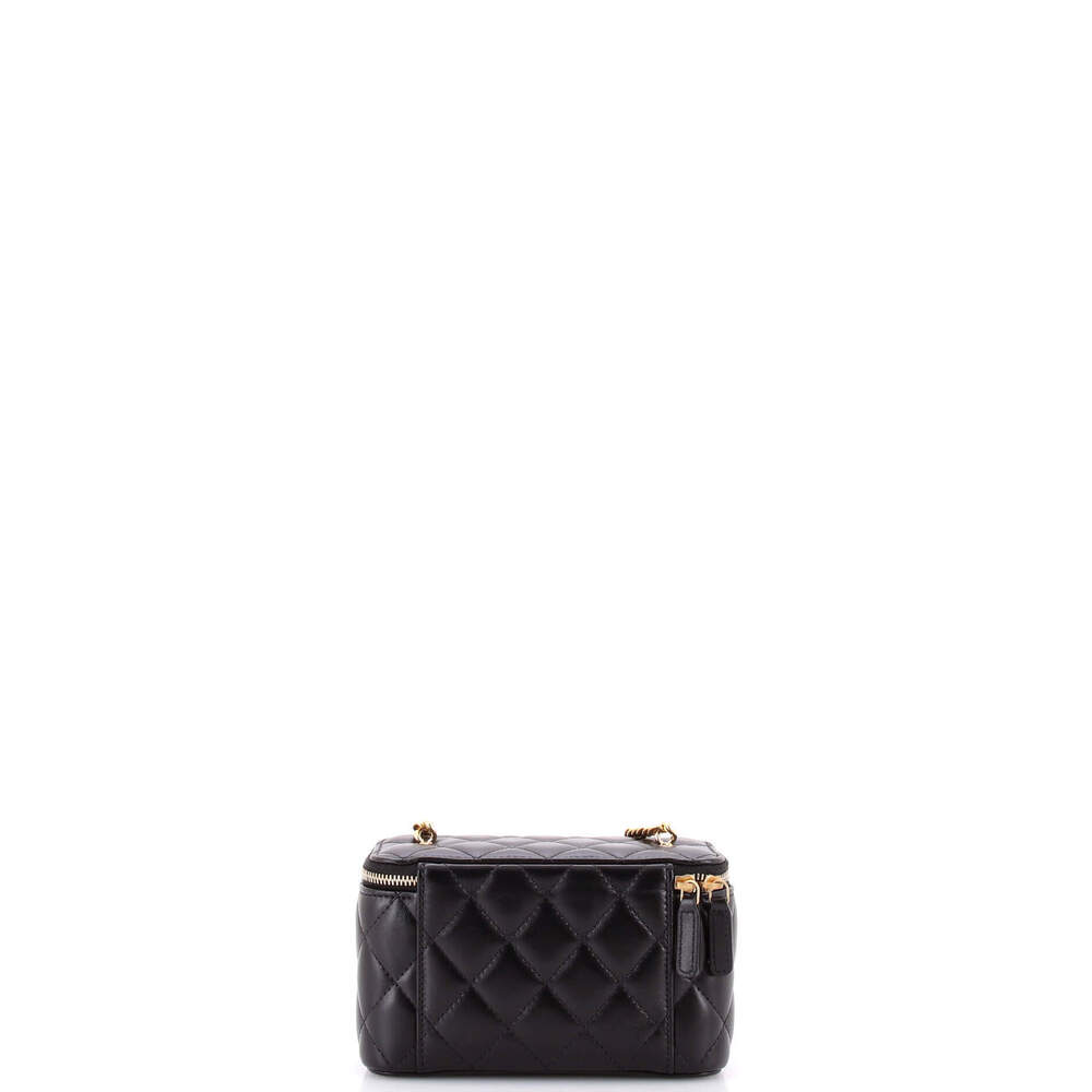 Chanel Small Classic Vanity Case with Resin Pearl Chain Quilted Lambskin - Picture 3 of 5